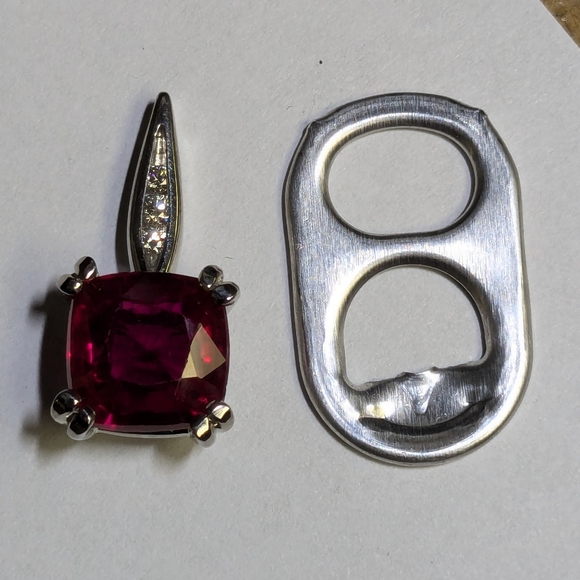 Lab Created Ruby and Natural Diamond 14K White gold pendant - Gabriel & … - Picture 8 of 12